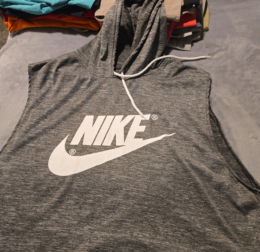 Nike Gray Sleeveless Hoodie with White Logo